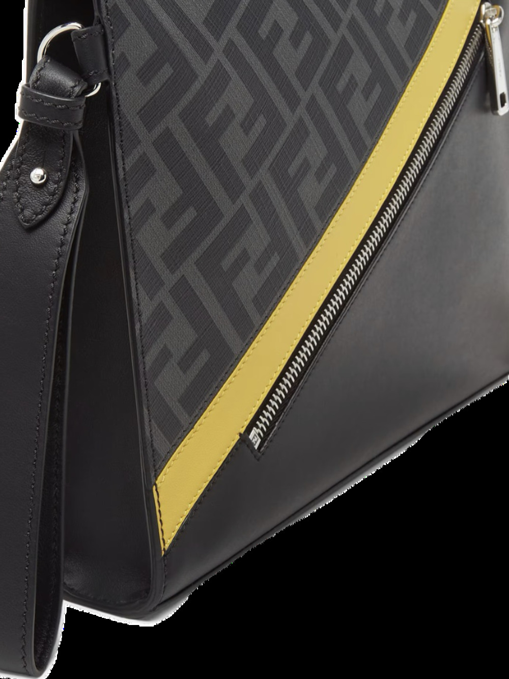 New FENDI DIAGONAL CLUTCH Grey fabric pouch